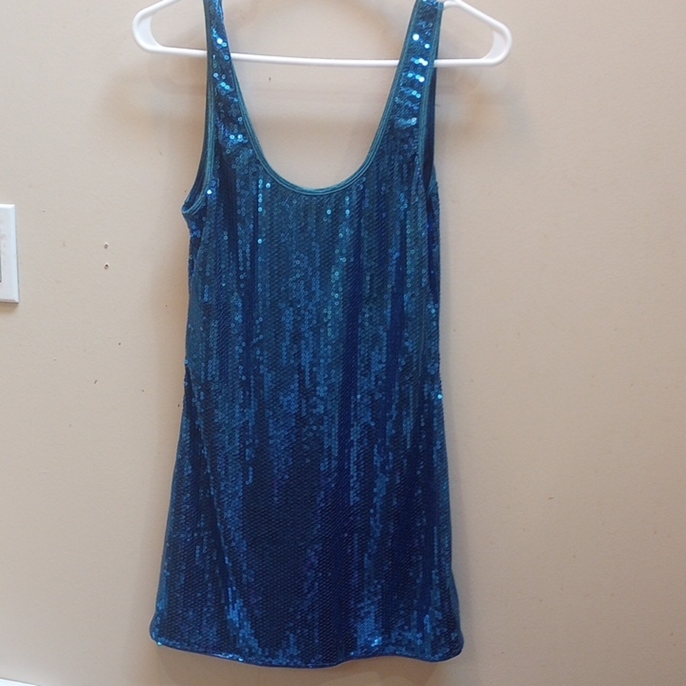 Blue Sequin Tank Dress